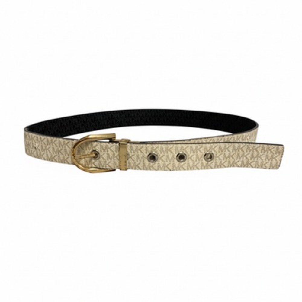 Michael Kors Belt for Women Size S White Black Synthetic Gold Buckle Solid